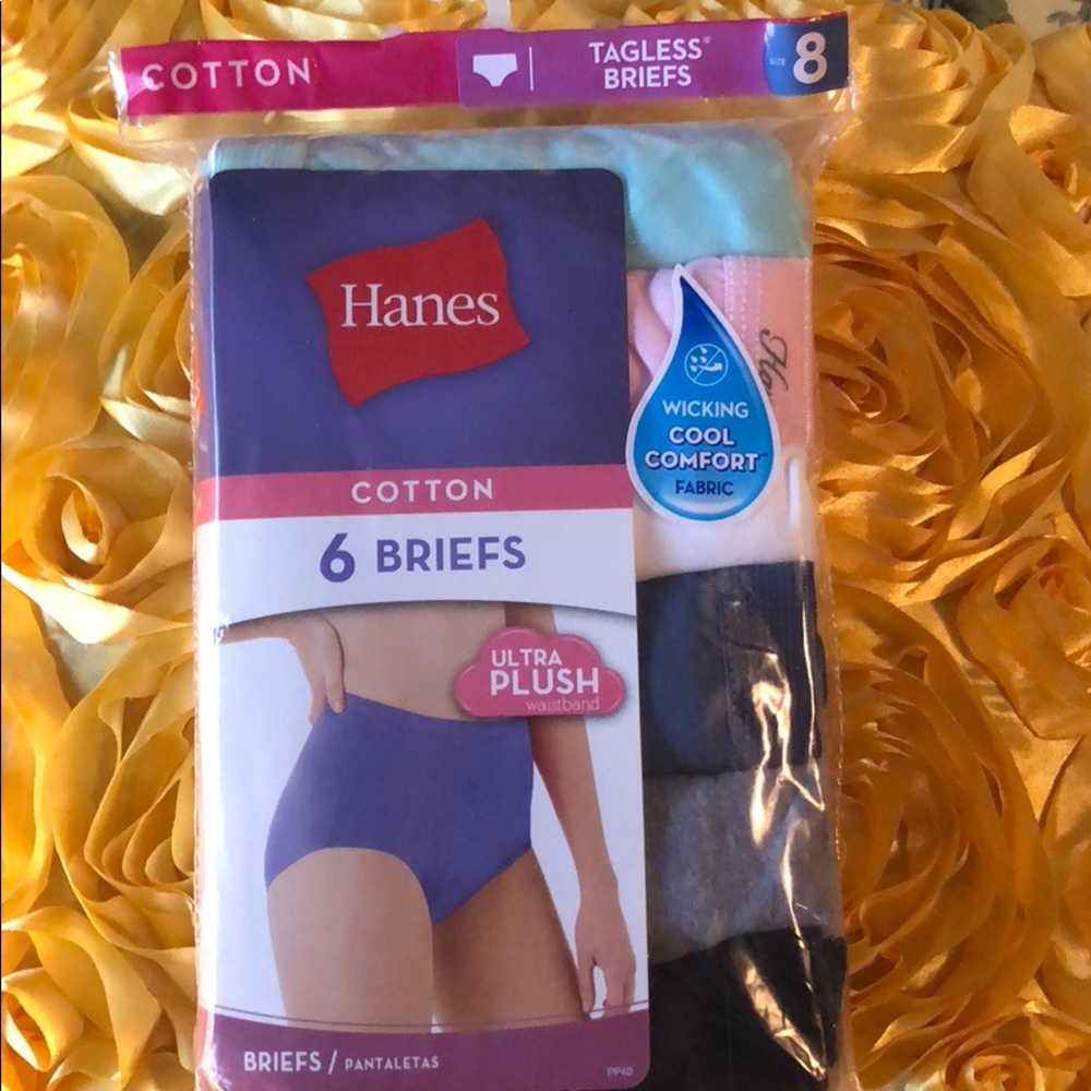 Hanes 6 pack cotton briefs sz 8